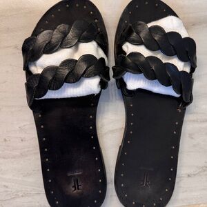 Frye Black Leather Azalea Braid Sandals, Size 7